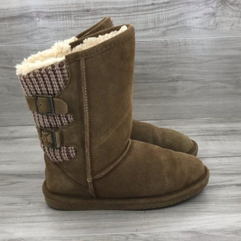 BearPaw Boots Youth 5 Boshie Brown suede Winter Slip On